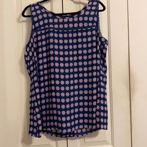 Blue sleeveless top with print size xl no tags
